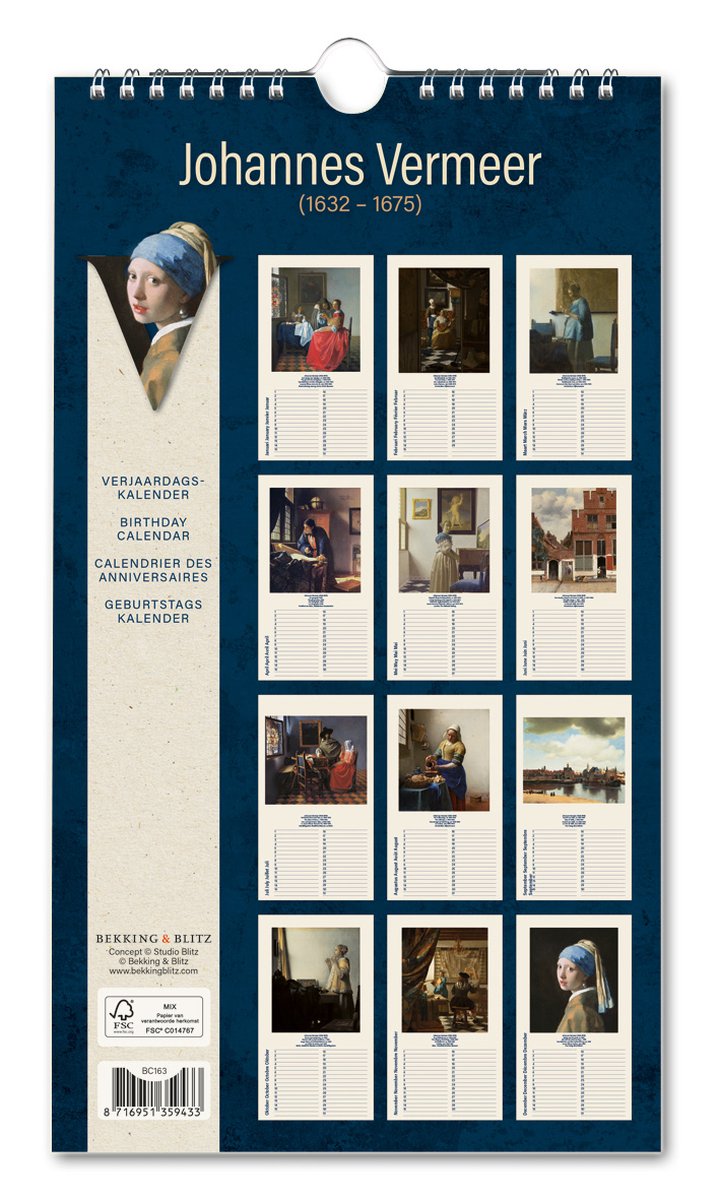 Kalender - Johannes Vermeer - De dame met de parel