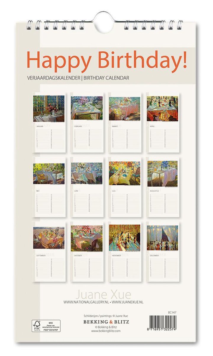 Kalender - Juane Xue -- Gefeliciteerd met je verjaardag