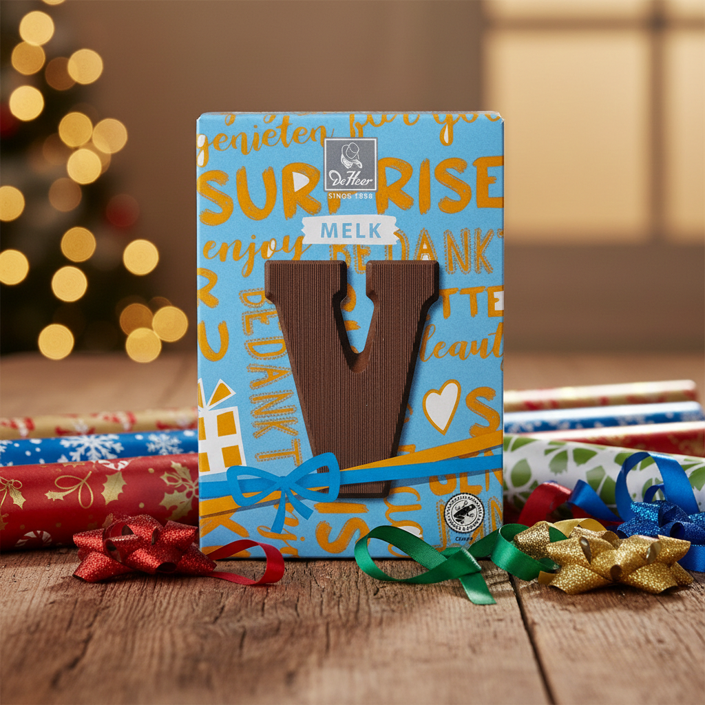 De Heer Milk Chocolate Letter-V