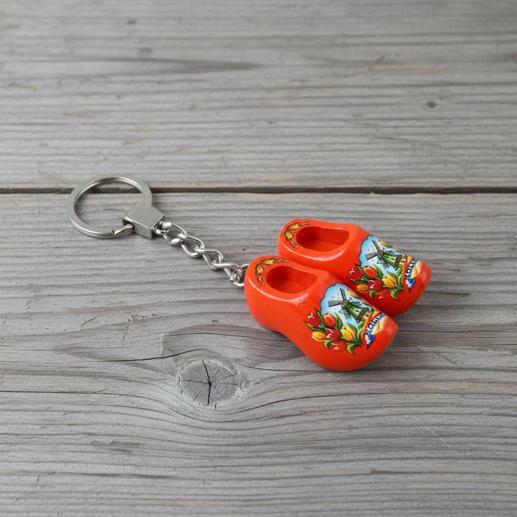 Keychain - 2 Wooden Shoes - Orange