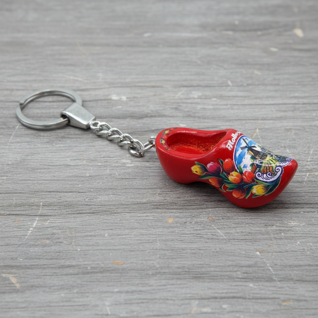 Keychain - Wooden Shoe - Red