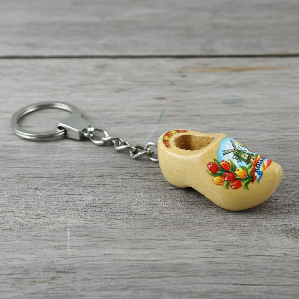 Keychain - Wooden Shoe - Varnished