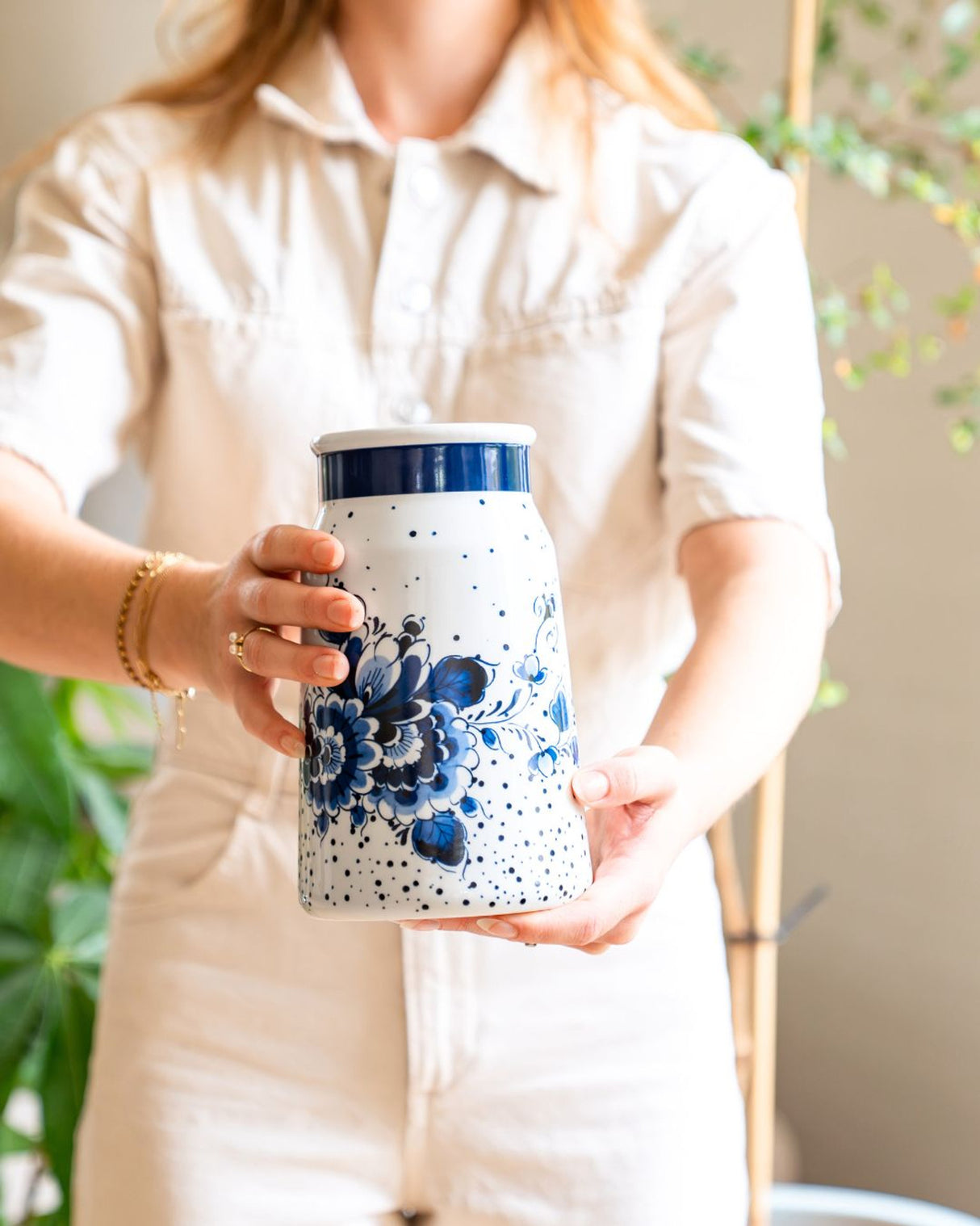 Vase Milk Churn Blauwe Stip-Small Ceramics-20.5cm