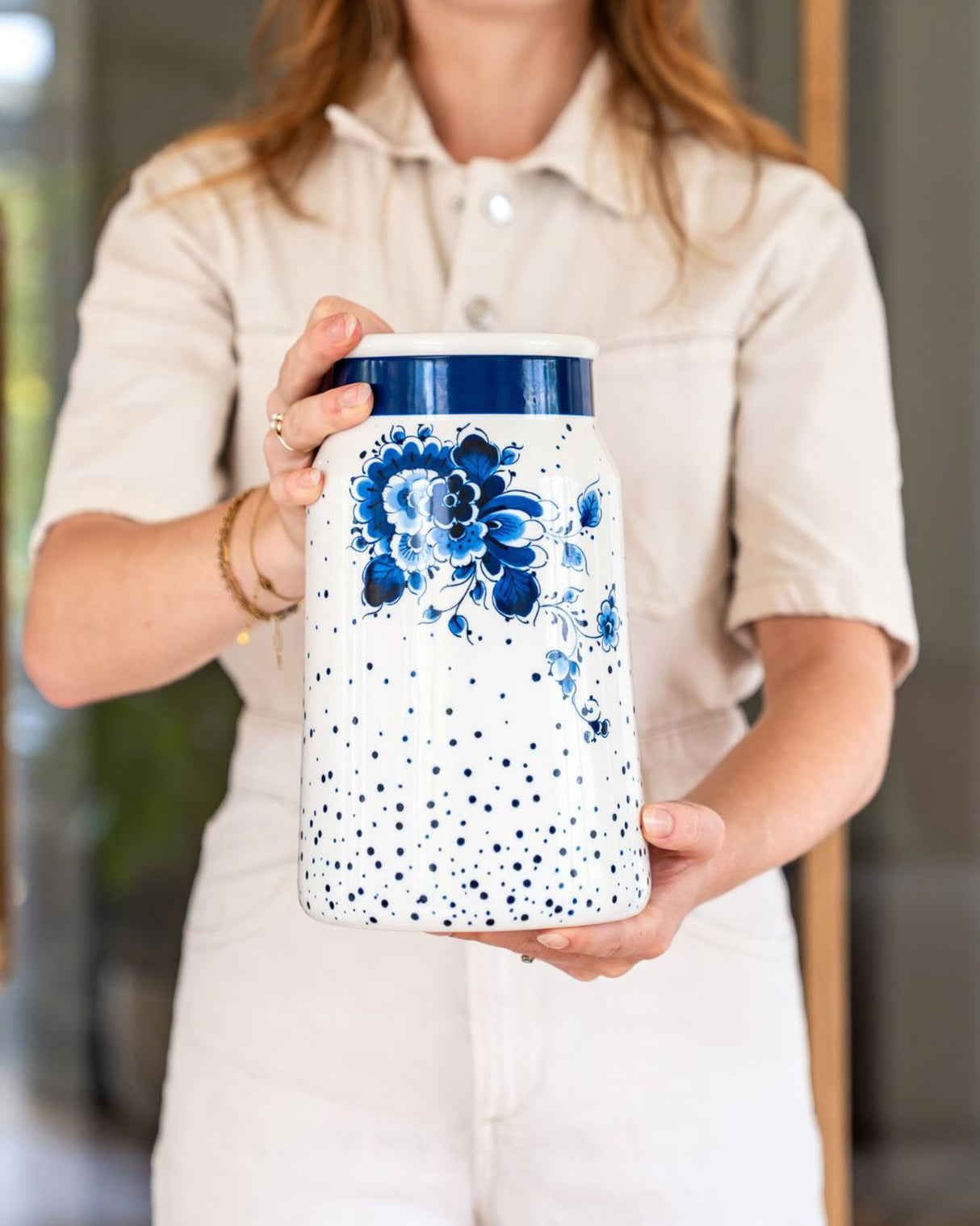 Vase Milk Churn Blauwe Stip-Small Ceramics-25.5cm