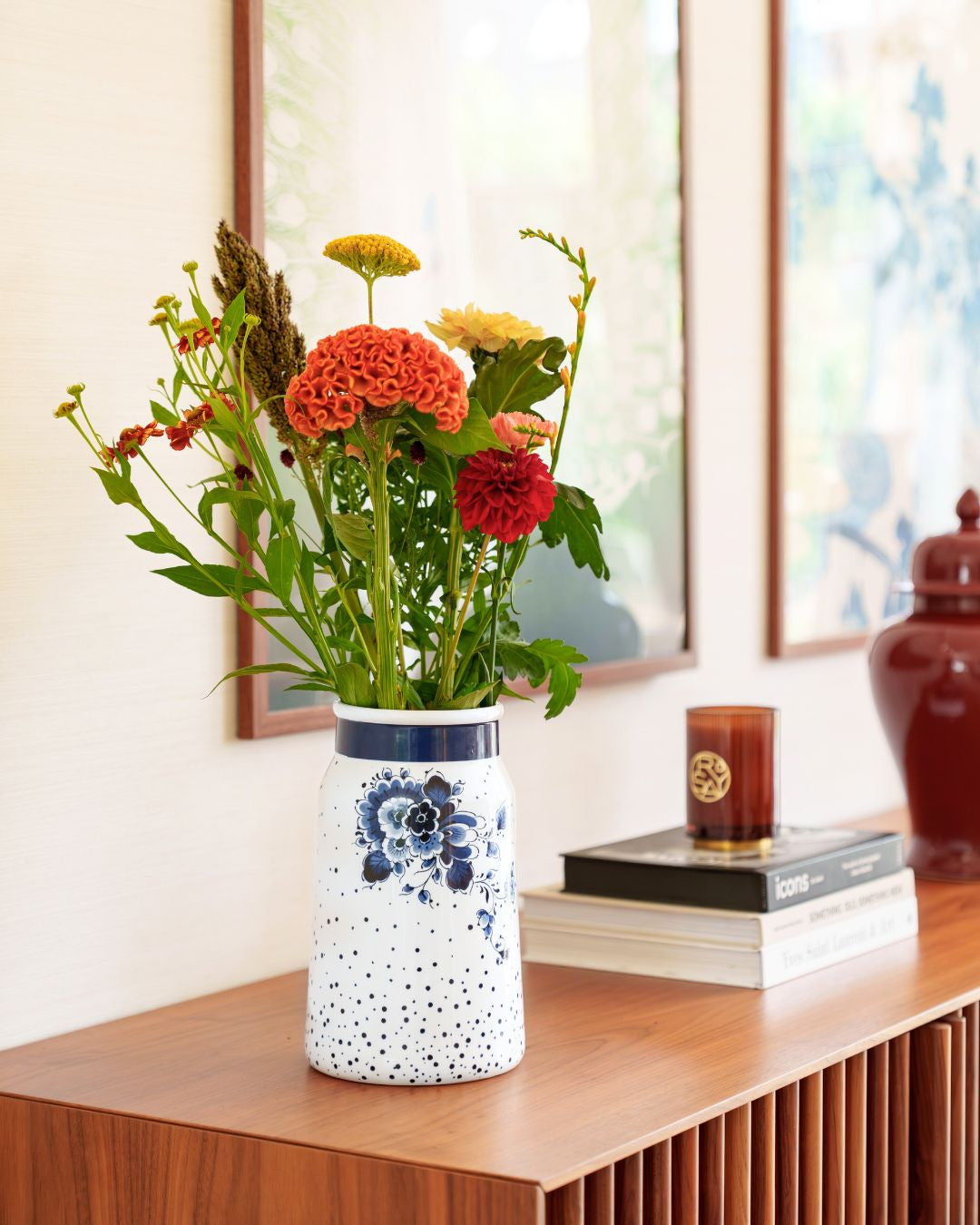 Vase Milk Churn Blauwe Stip-Small Ceramics-25.5cm