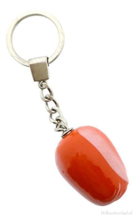 Wooden Tulip Keychain - Orange-White