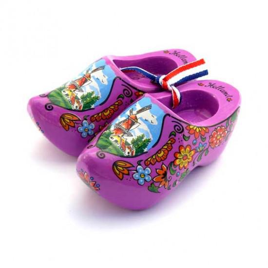 Wooden Shoes with Ribbon - Purple