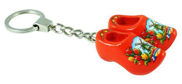 Keychain - 2 Wooden Shoes - Orange
