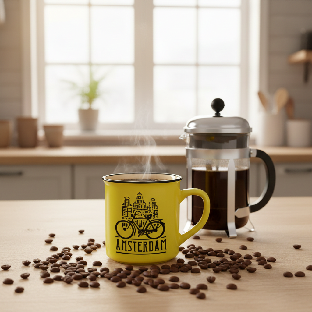 Mug de camping Amsterdam – Jaune