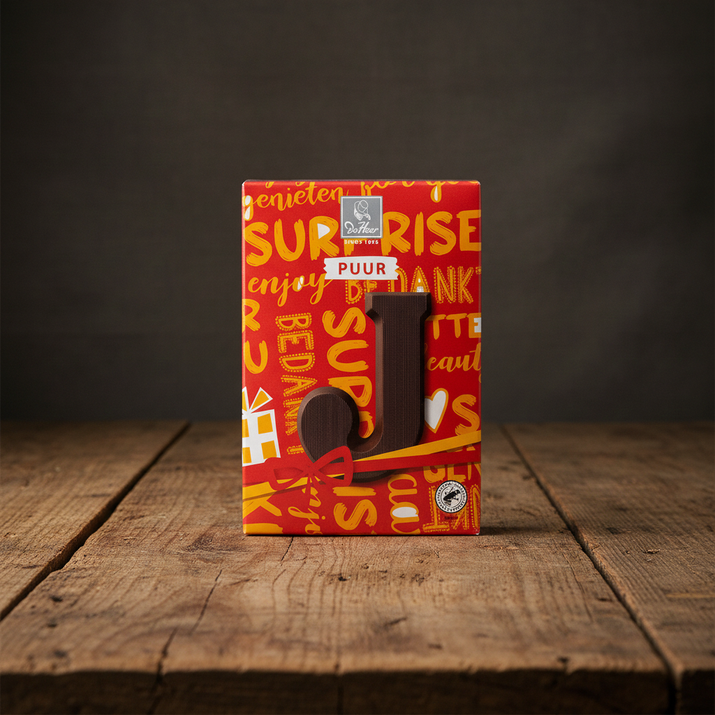 De Heer Dark Chocolate Letter-J