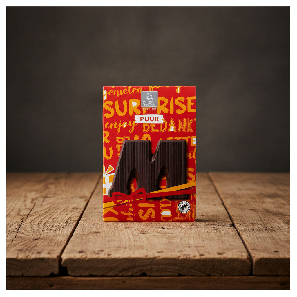 De Heer Dark Chocolate Letter-M