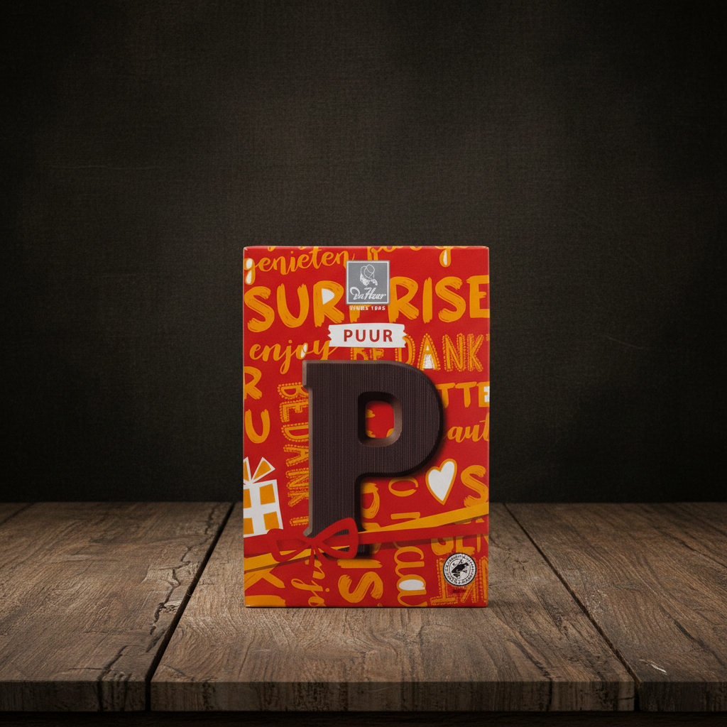De Heer Dark Chocolate Letter-P