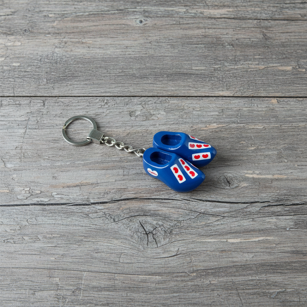 Keychain - 2 Wooden Shoes - Frisian Blue