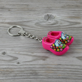 Keychain - 2 Wooden Shoes - Pink