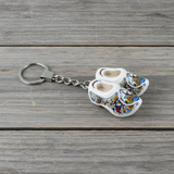 Keychain - 2 Wooden Shoes - White