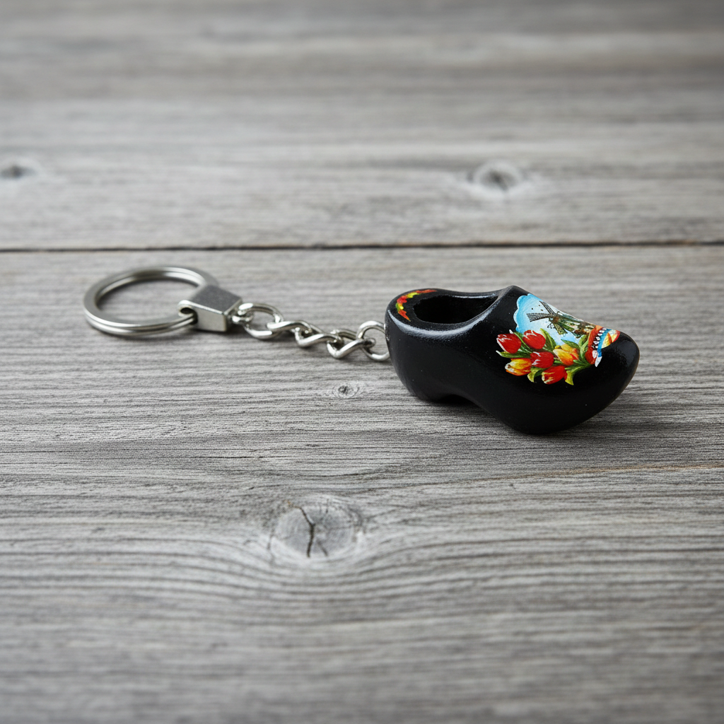Keychain - Wooden Shoe - Black