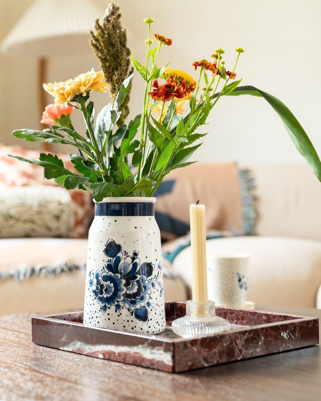 Vase Milk Churn Blauwe Stip-Small Ceramics-20.5cm