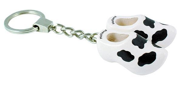 Keychain - 2 Wooden Shoes - Cow