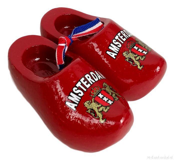 Houten Klomp Magneet - Rood Amsterdam