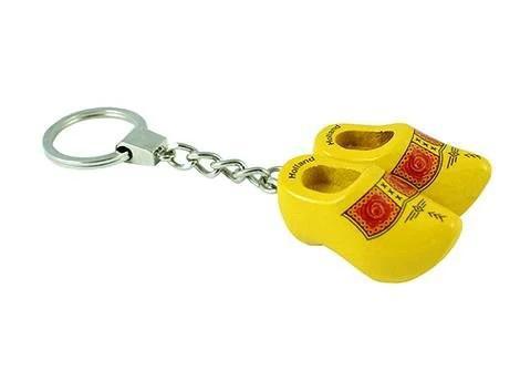 Keychain - 2 Wooden Shoes - Farmer Yellow