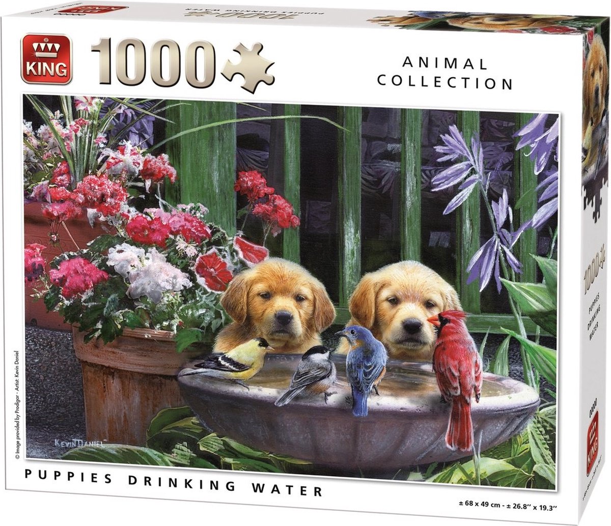 King Puzzle - Puppies Drinking Water