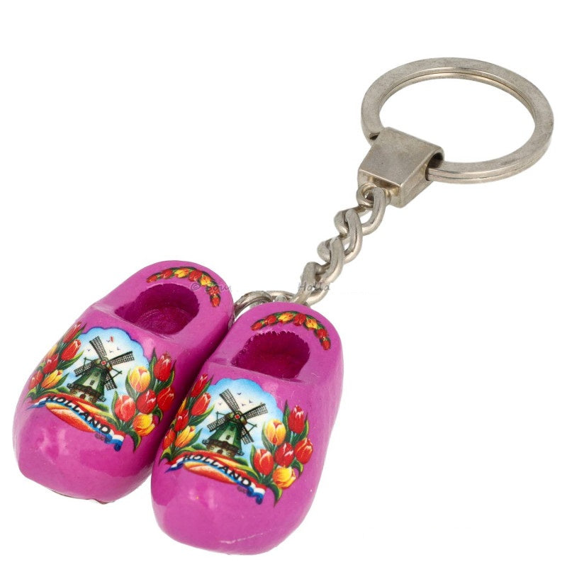 Keychain - 2 Wooden Shoes - Purple