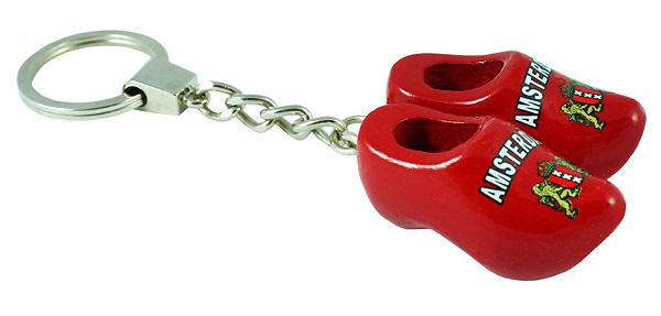 Keychain - 2 Wooden Shoes - Red Amsterdam